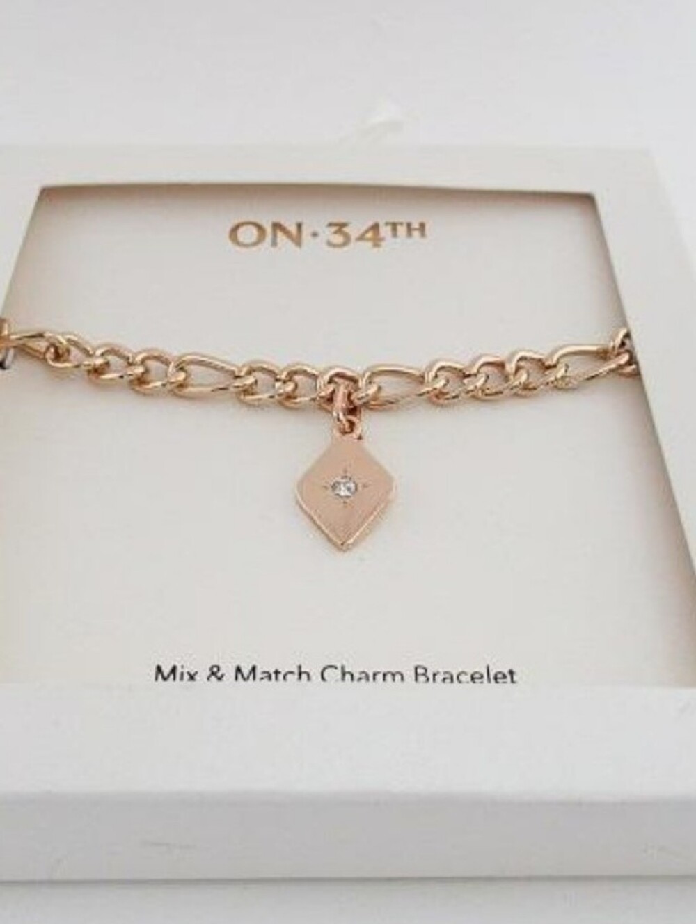 ON·34TH Gold and Black Charm Bracelet